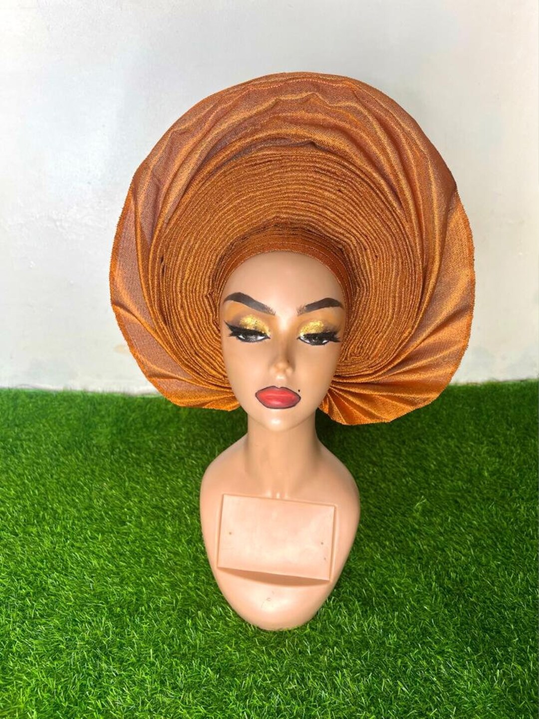 Ready to Wear African NWT Auto Gele. I have this in Tan and Orange colors. African Auto Gele - Etsy main image 3