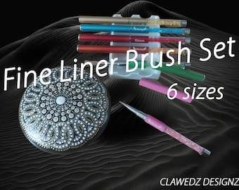 Fine Liner 6 Piece Brush Set/ Perfect for Mandala dotting/swooshes/swirls/lines/walking dots and detail work/ 7, 9, 11, 13, 15 & 20mm long