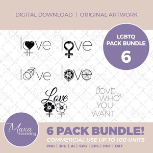 LGBTQ Pride SVG Bundle: Love Designs for Cricut, Silhouette (Digital Download)