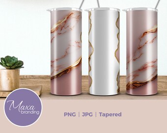 Pink Gold Marble Tumbler Wrap: 20oz Skinny Sublimation Design (Digital Download)