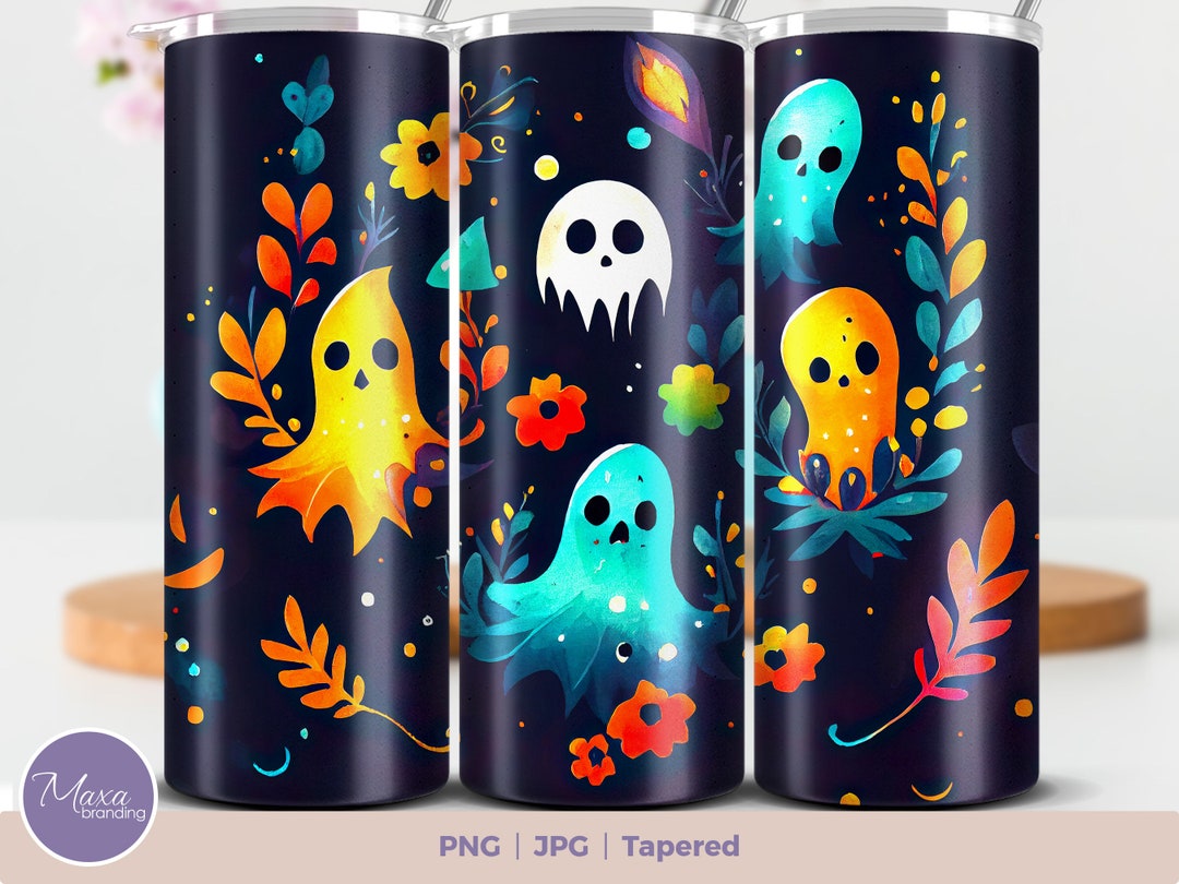 Halloween Ghosts Tumbler Wrap Sublimation Design, 20oz Skinny (digital ...