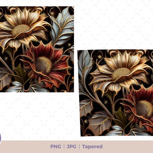 3D Flowers with a dash of gold 20 oz Skinny Tumbler Sublimation Design, Instant Digital Download PNG, Straight & Tapered Tumbler Wrap PNG. 3D flowers tumbler wrap. MaxaBranding shop