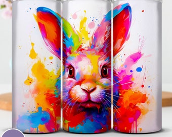 Bunny Tumbler Wrap: Colorful Rabbit Design (Digital Download)