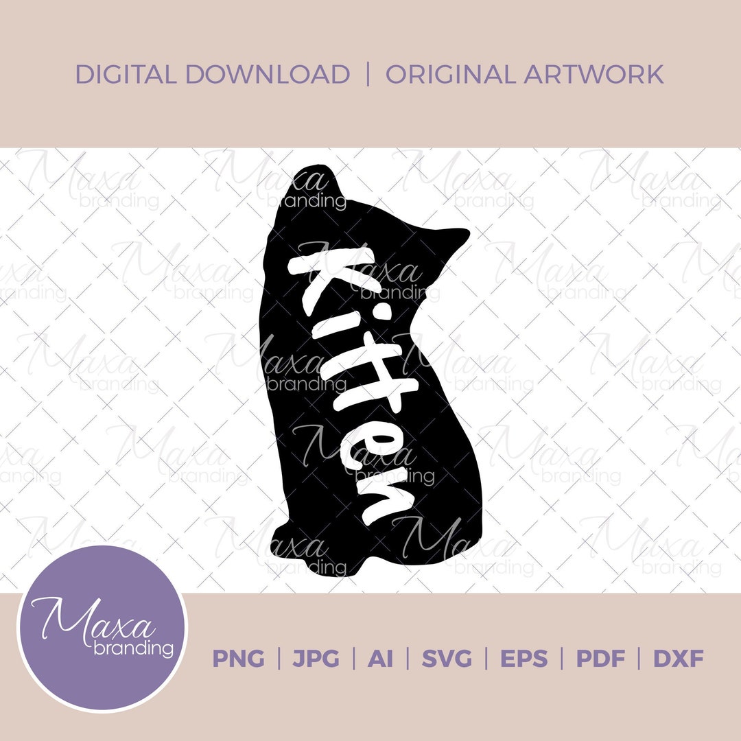 Kitten With Kitten Word Clipart in Svg. Kitten Vector for - Etsy
