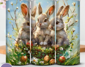 Floral Easter Bunny 20oz Tumbler Wrap (PNG, JPG Digital Download)