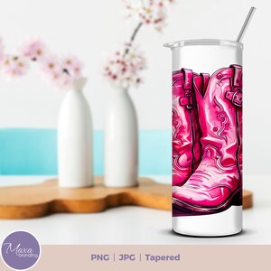 Cowgirl Pink Boots 20oz Skinny Tumbler Sublimation Digital Download PNG ...