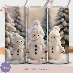 3D Snowman Tumbler Wrap: Christmas 20oz Skinny Tumbler Design (Digital Download)