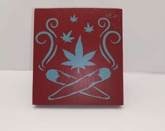 Joints & Pot Leaf Wood Sign, Adult Novelty Home Decor