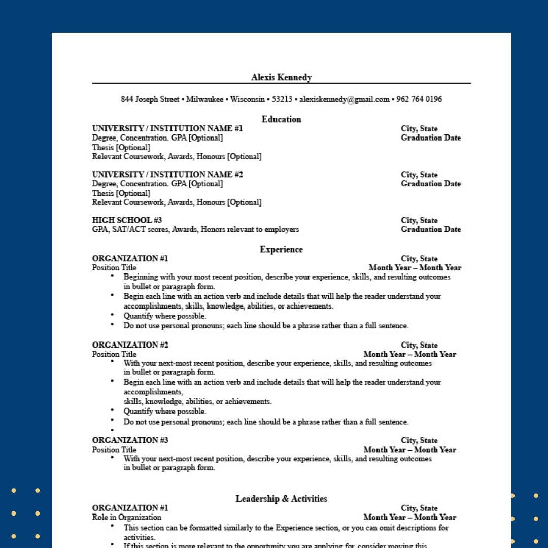 Classic harvard resume template modern resume template ats etsy