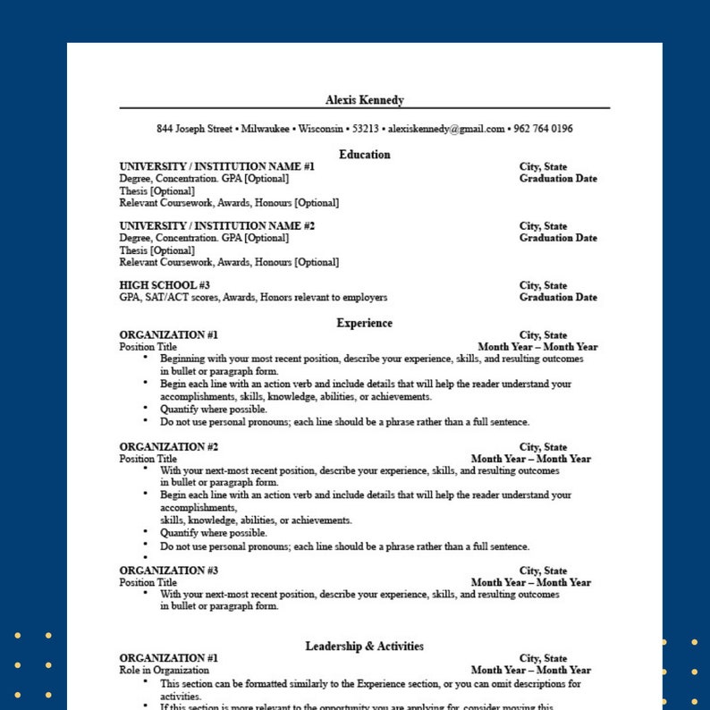 Classic Harvard Resume Template Modern Resume Template ATS Etsy Classic Harvard Resume Template Modern Resume Template ATS Etsy