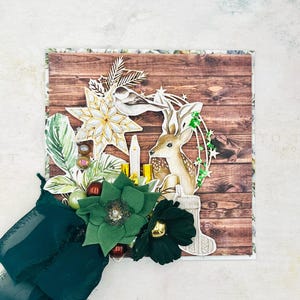 Kerstkaart met krans, wintercadeau voor ouders, religieuze kerstkaart