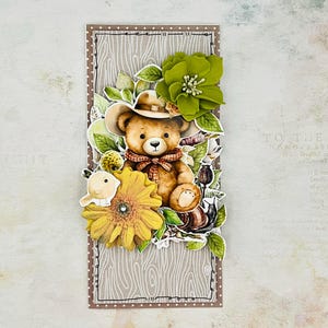 Handgemachte Baby Geschenk, Scrapbook 3D Karte, personalisierte 3D Karte, Willkommen Baby Karte, Teddybär Karte