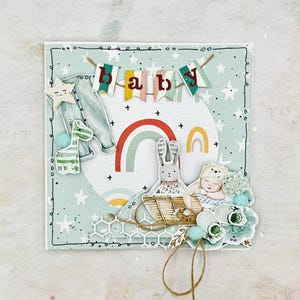 Handgemaakte babykaart, kraamcadeau, gelukkige verjaardagskaart, cadeau pasgeboren
