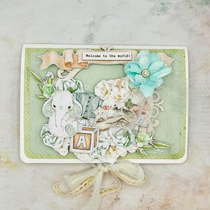 Tarjeta de bienvenida al mundo para un nuevo bebé, linda tarjeta de felicitación con forma de animalito, tarjeta para baby shower, tarjeta hecha a mano, anuncio de feliz nacimiento
