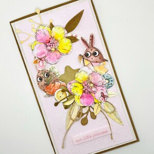 Cartão de bebê para menina, presente de primeiro aniversário 3D, bem-vinda ao mundo, menina