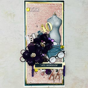 Carte d'anniversaire, Carte faite main de luxe, EVJF, Cadeau pour femme