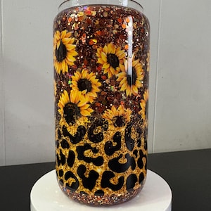 Boule à neige en verre Léopard Tournesols, 16 oz