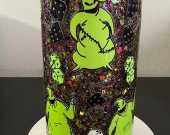 Vaso de cristal con forma de bola de nieve con purpurina Oogie, 16 oz