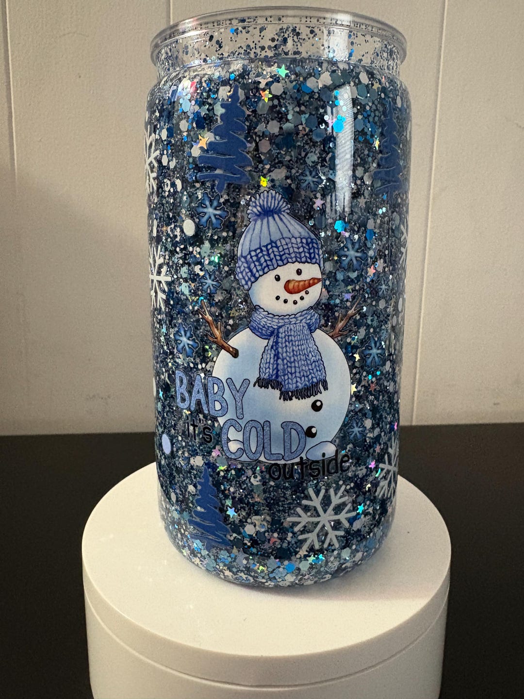 Let It Snow Acrylic Glitter Snowglobe 16 Oz - Etsy