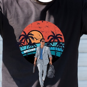 Archer Vice Summer T-shirt, Sterling Archer All-American Graphic Tee, Retro Archer Vice Unisex tshirt, Men&#39;s Birthday Gift,  Gifts
