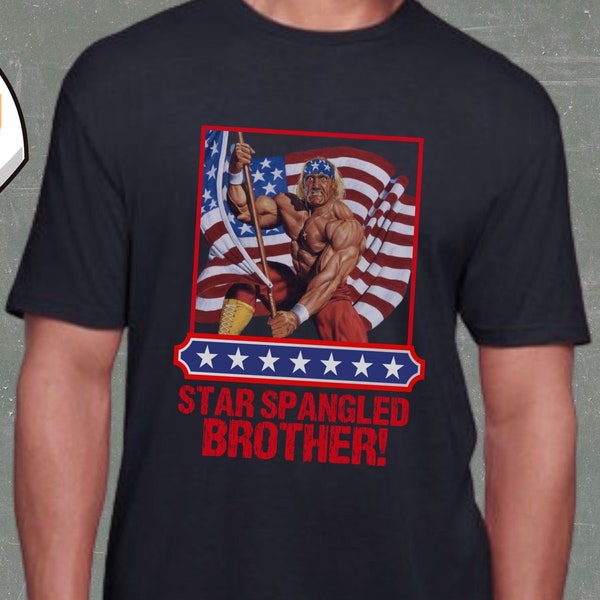 Hulk Hogan Patriotic Graphic Tee, Mens American 4th Of July USA tshirt, Funny Meme Men's Shirt, Military Weightlifting Shirt, Gift Ideas For