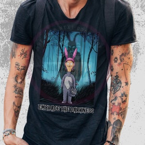 Bob's Burgers Louise Unmasked Funny Fall T-shirt, Unique Horror Fan Mashup Shirts, Dark Bunny Reveal Halloween Costume Graphic Tee, Gift-for