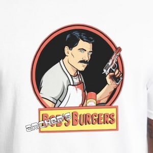 Archer Bob’s Burgers Mashup Shirt, Sterling Archer Bob Graphic Tee, Funny Cartoon Mashup Shirt, Bob’s Burgers Fan Gift