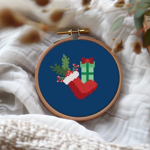 Christmas boot cross stitch pattern PDF - easy winter xmas for beginner holiday simple christmas ornament tiny - instant download #CS264