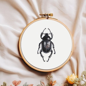 Bug cross stitch pattern PDF - instant download - insect nature modern embroidery unique realistic beetle gothic simple art #CS131