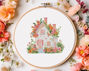 Summer home cross stitch pattern PDF - family new home gift garden modern simple cute easy floral - instant download #CS38