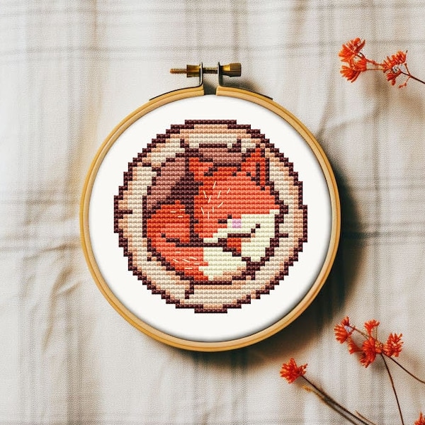 Small fox cross stitch pattern PDF - for beginner mini cute easy little simple tiny #CS224