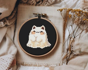 Cat ghost cross stitch pattern PDF - digital download CS126