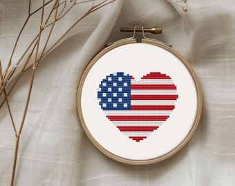 4th of july cross stitch pattern PDF - independence day patriotic american flag easy stars and stripes small - instant download #CS308