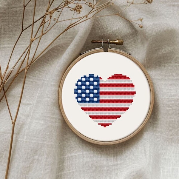 4th of july cross stitch pattern PDF - independence day patriotic american flag easy stars and stripes small - instant download #CS308