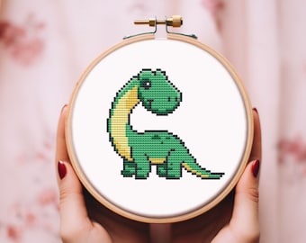 Mini dinosaur cross stitch pattern PDF - dino funny cute small easy simple beginner nursery decor - instant download #CS243