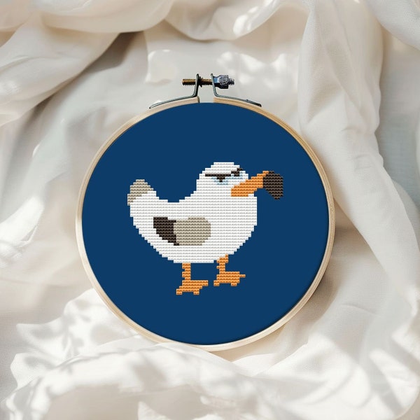 Mini seagull cross stitch pattern PDF - beginner pattern simple small funny bird cute easy counted cross stitch - instant download #CS319