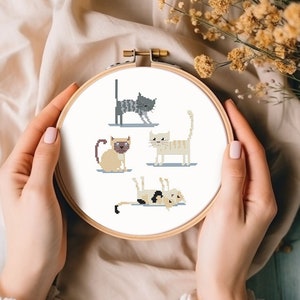 Tiny cat cross stitch pattern PDF - pet kitten cat embroidery animal cute funny easy cat lover gift counted - instant download #CS9