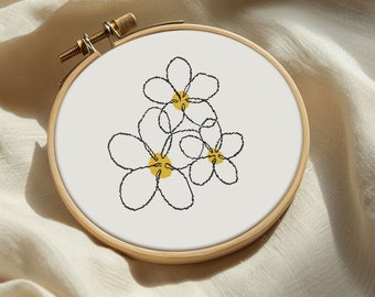 Modern floral cross stitch pattern PDF - easy simple contour nature beginner contemporary funny - instant download #CS330