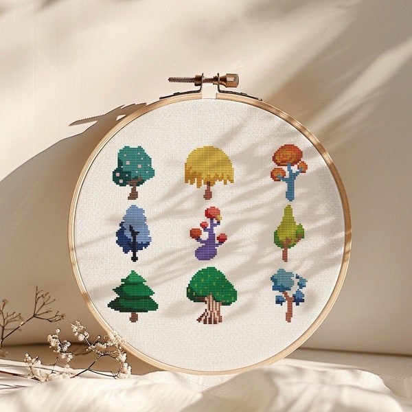 Fairytale tree cross stitch pattern PDF - fairy garden small mini beginner pattern nursery magic woodland simple - instant download #CS24