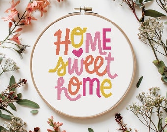 Home sweet home cross stitch pattern PDF - new home gift housewarming gift cute simple cozy welcome - instant download #CS244