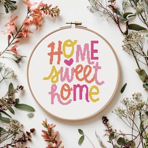 Home sweet home cross stitch pattern PDF - new home gift housewarming gift cute simple cozy welcome - instant download #CS244