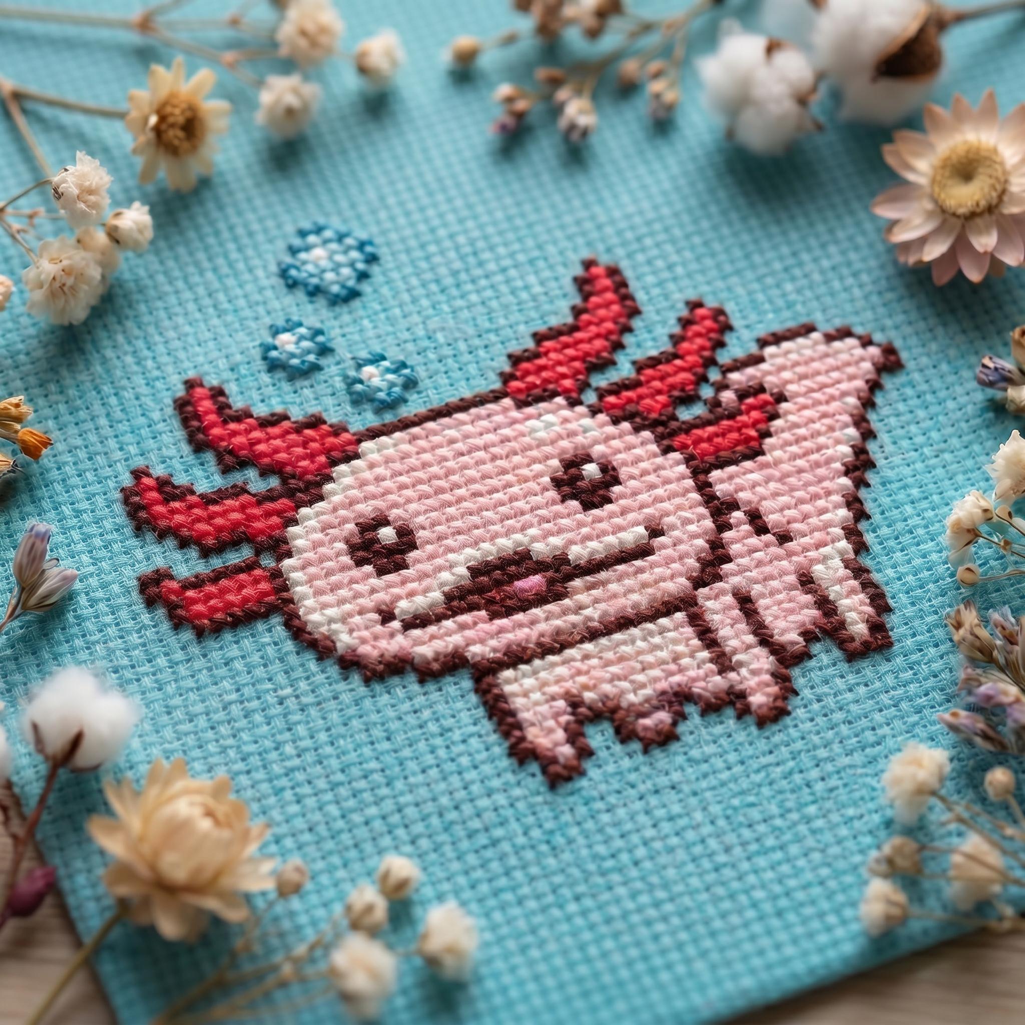 Axolotl Cross Stitch Pattern PDF - Instant Download - Sea Pet