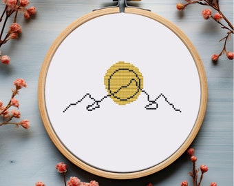 Mini nature cross stitch pattern PDF - counted modern easy simple contour travel nature hipster mountain small - digital download CS374