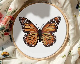 Monarch butterfly cross stitch pattern PDF - instant download - retro unique insect realistic needlepoint counted modern #CS18