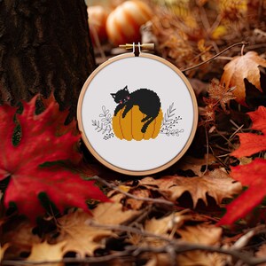 Black Cat Cross Stitch Pattern PDF - Instant Download - Halloween Decor ...