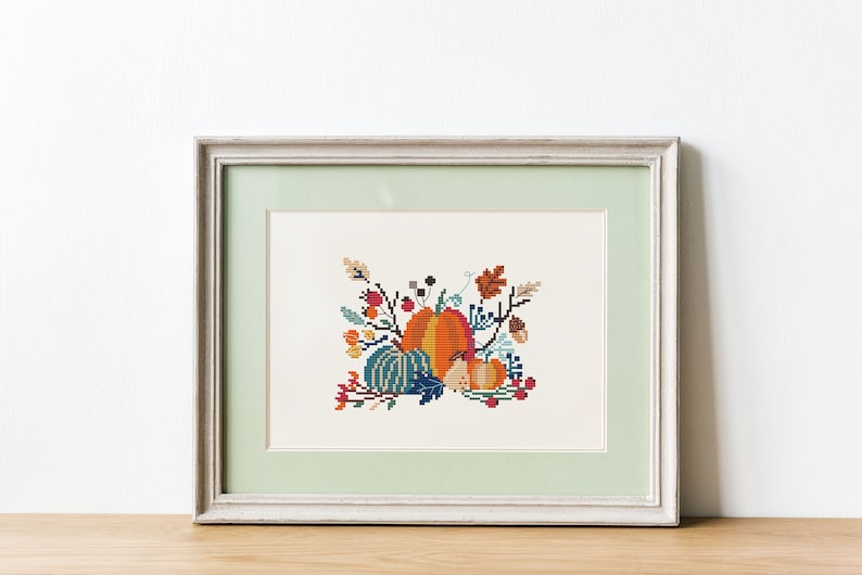 Thanksgiving Day Cross Stitch Pattern PDF - Pumpkin Harvest Autumn ...