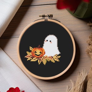 Geist Jack o Laternen Kreuzstichmuster PDF - einfach gruselig niedlich Herbst Halloween Kürbis klein - digitaler Download CS142