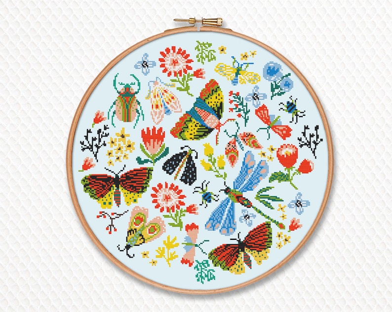 Unique Insect Set Cross Stitch Pattern PDF Instant Download Etsy