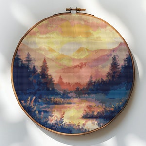 Autumn mountains cross stitch pattern PDF - instant download #CS119