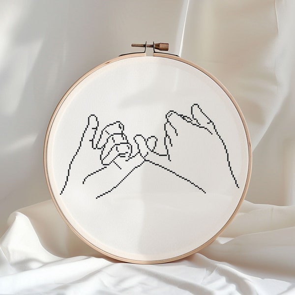 The pinky swear cross stitch pattern PDF - instant download - friendship contemporary promise best friend birthday gifts easy #CS58